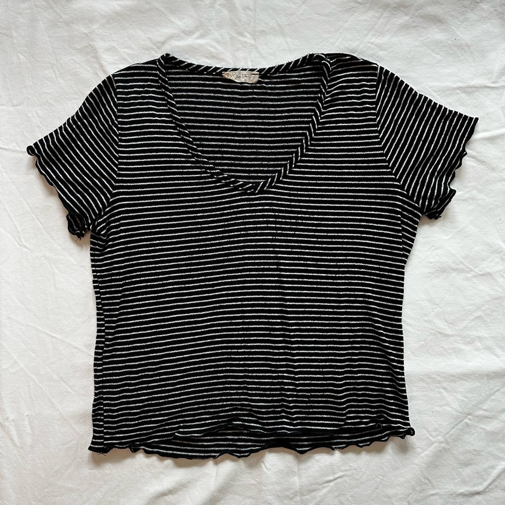 olivia rae striped short sleeved shirt
